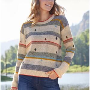 Pendleton Women's Bridger Stripes Lambs Wool Sweater Size Large New